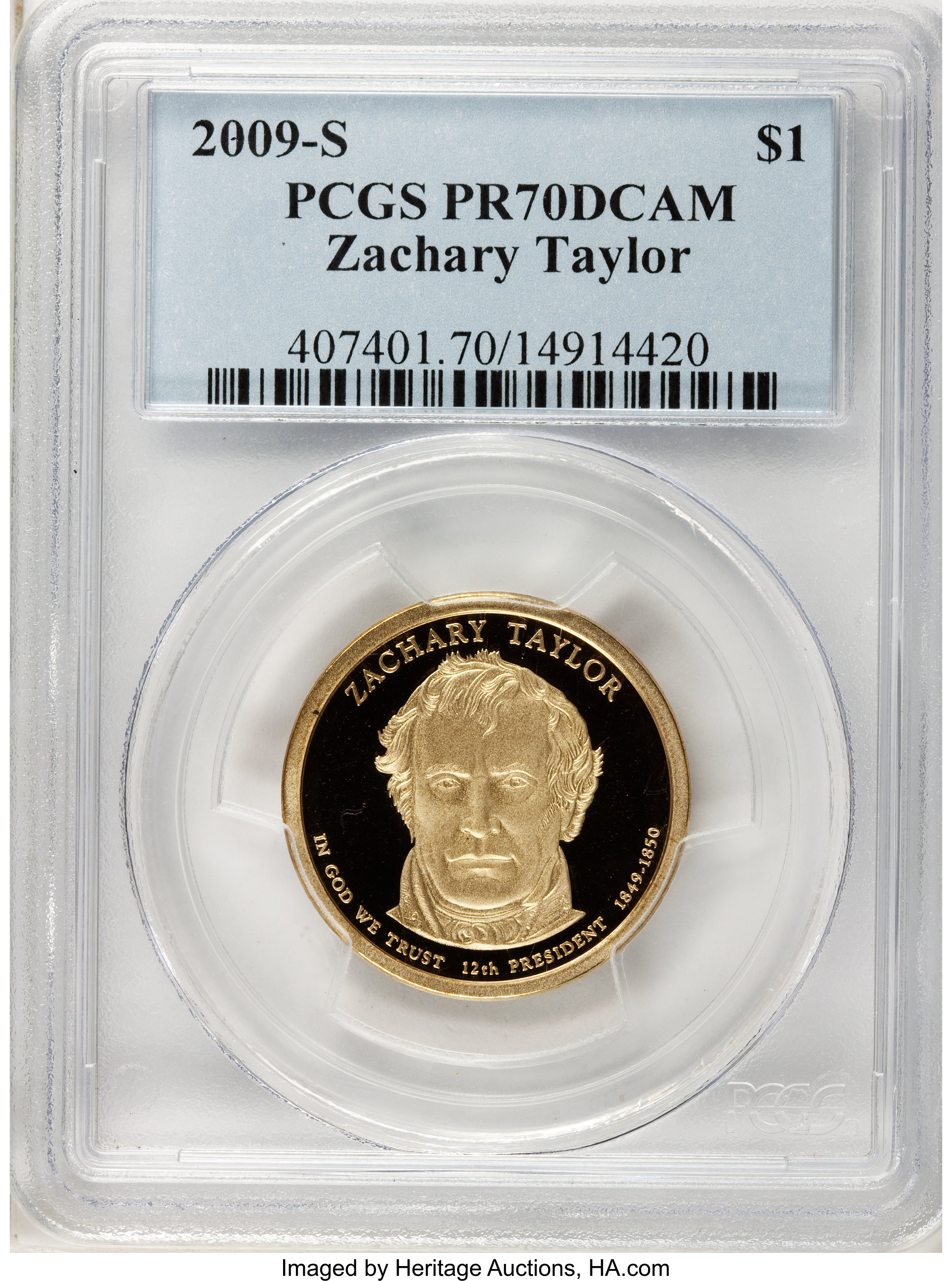 image for: 2009-S $1 Zachary Taylor PR70 Deep Cameo PCGS. PCGS Population (145). NGC Census: (0).   (#407401)...