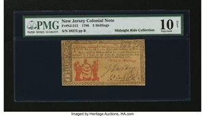 image for: New Jersey 1786 3s PMG Very Good 10 Net....