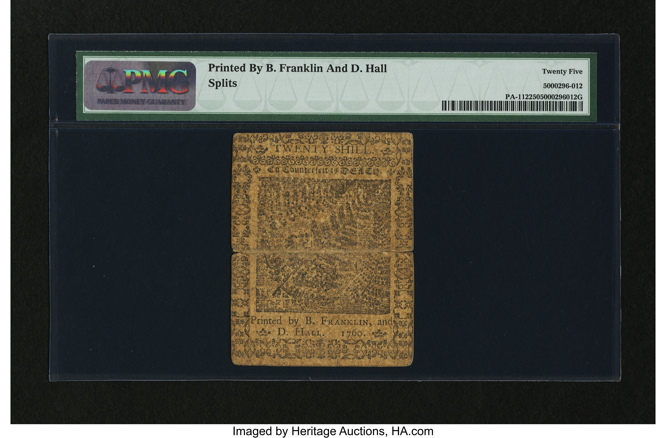 image for: Pennsylvania May 1, 1760 20s PMG Very Fine 25....