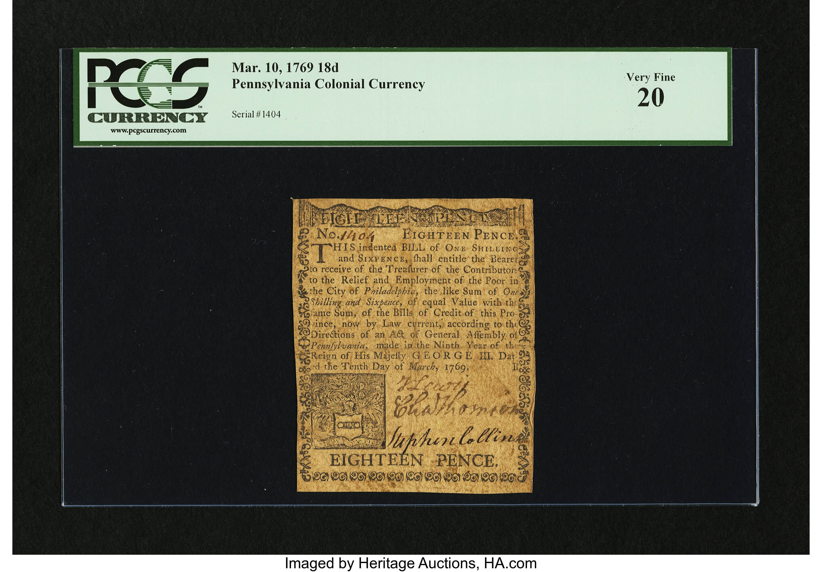 Mar 10, 1769 18d Pennsylvania (Fr. PA139)