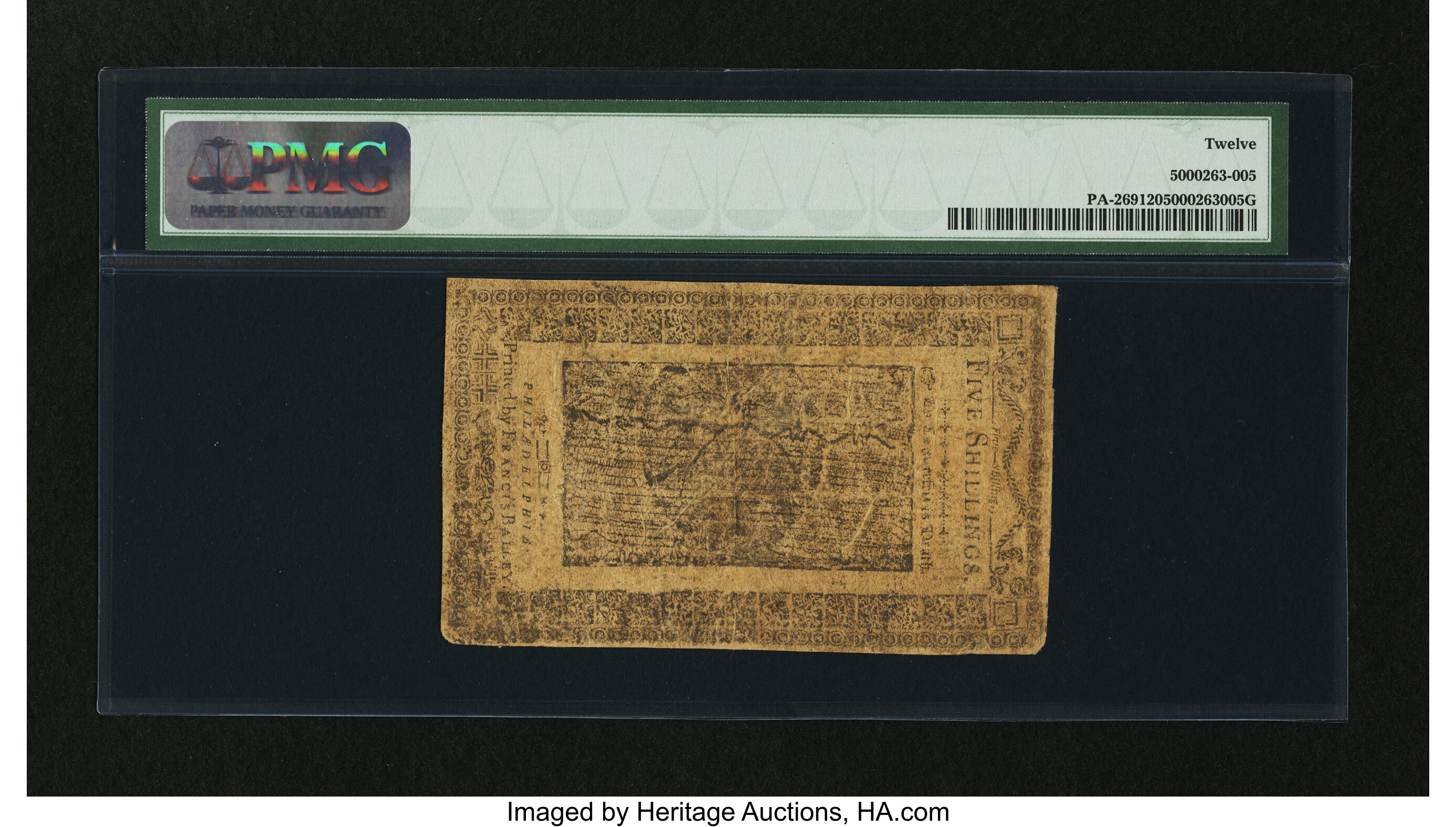 image for: Pennsylvania March 16, 1785 5s PMG Fine 12....