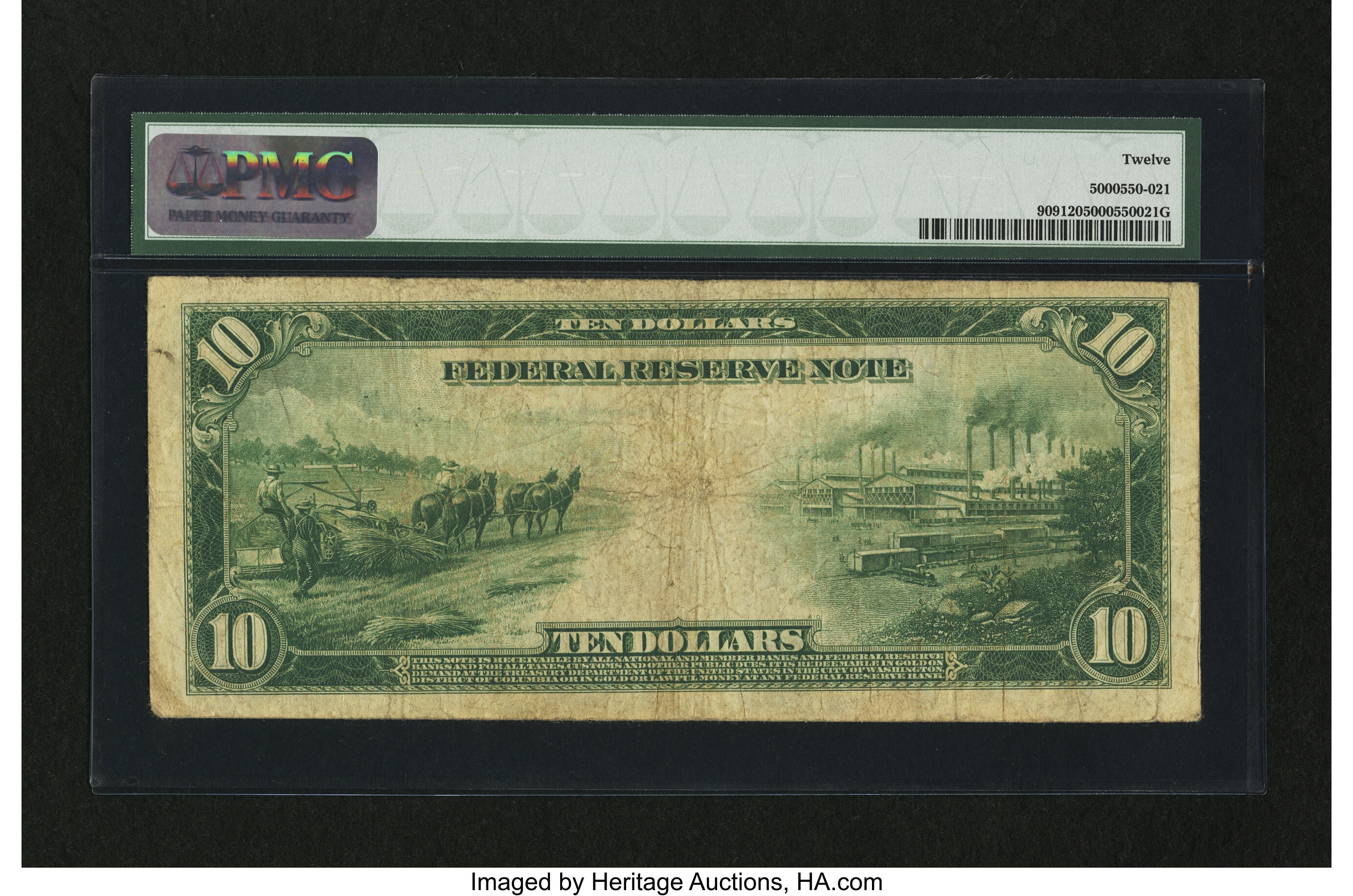 image for: Fr. 909 $10 1914 Federal Reserve Note PMG Fine 12....