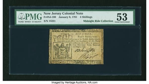 image for: New Jersey January 9, 1781 4s PMG About Uncirculated 53....