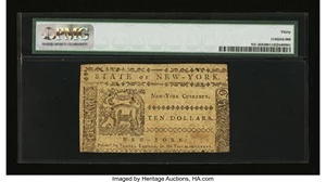 image for: New York August 13, 1776 $10 PMG Very Fine 30....