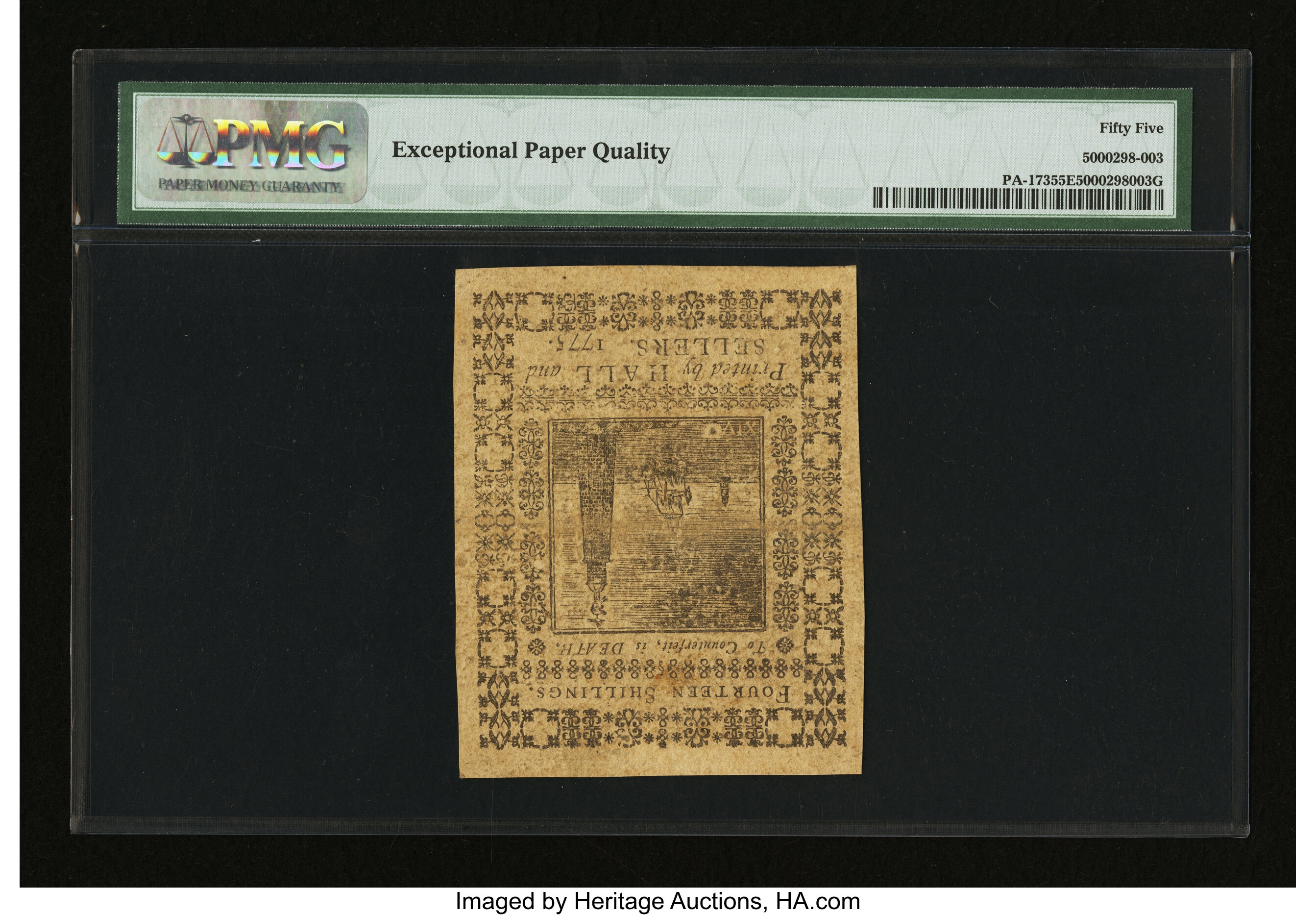 image for: Pennsylvania March 25, 1775 14s PMG About Uncirculated 55 EPQ....