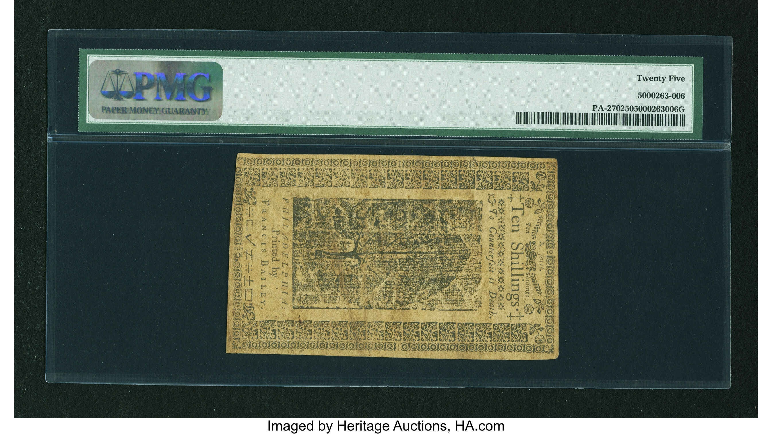 image for: Pennsylvania March 16, 1785 10s PMG Very Fine 25....