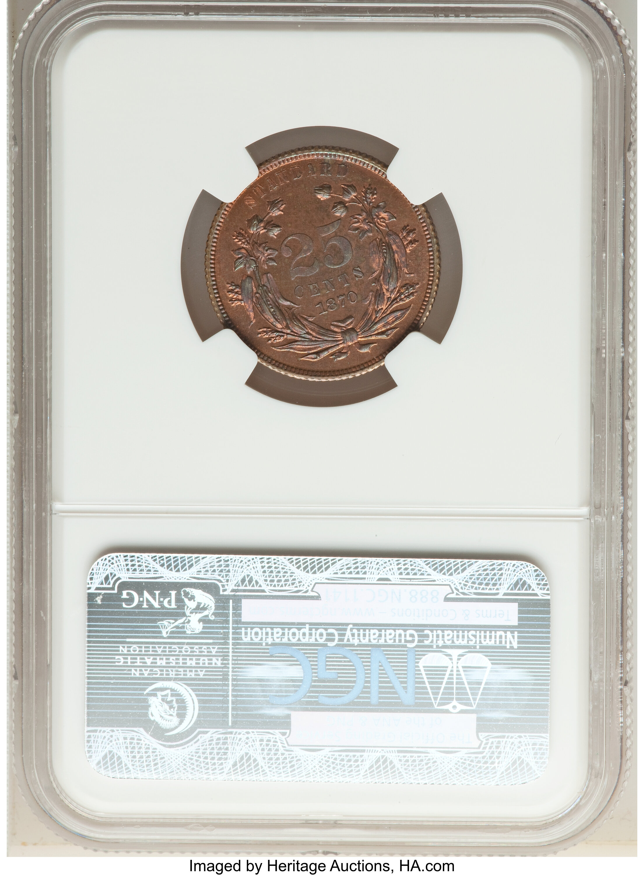 image for: 1870 25C Standard Silver Quarter Dollar, Judd-896, Pollock-1003, Low R.7, PR64 Brown NGC....