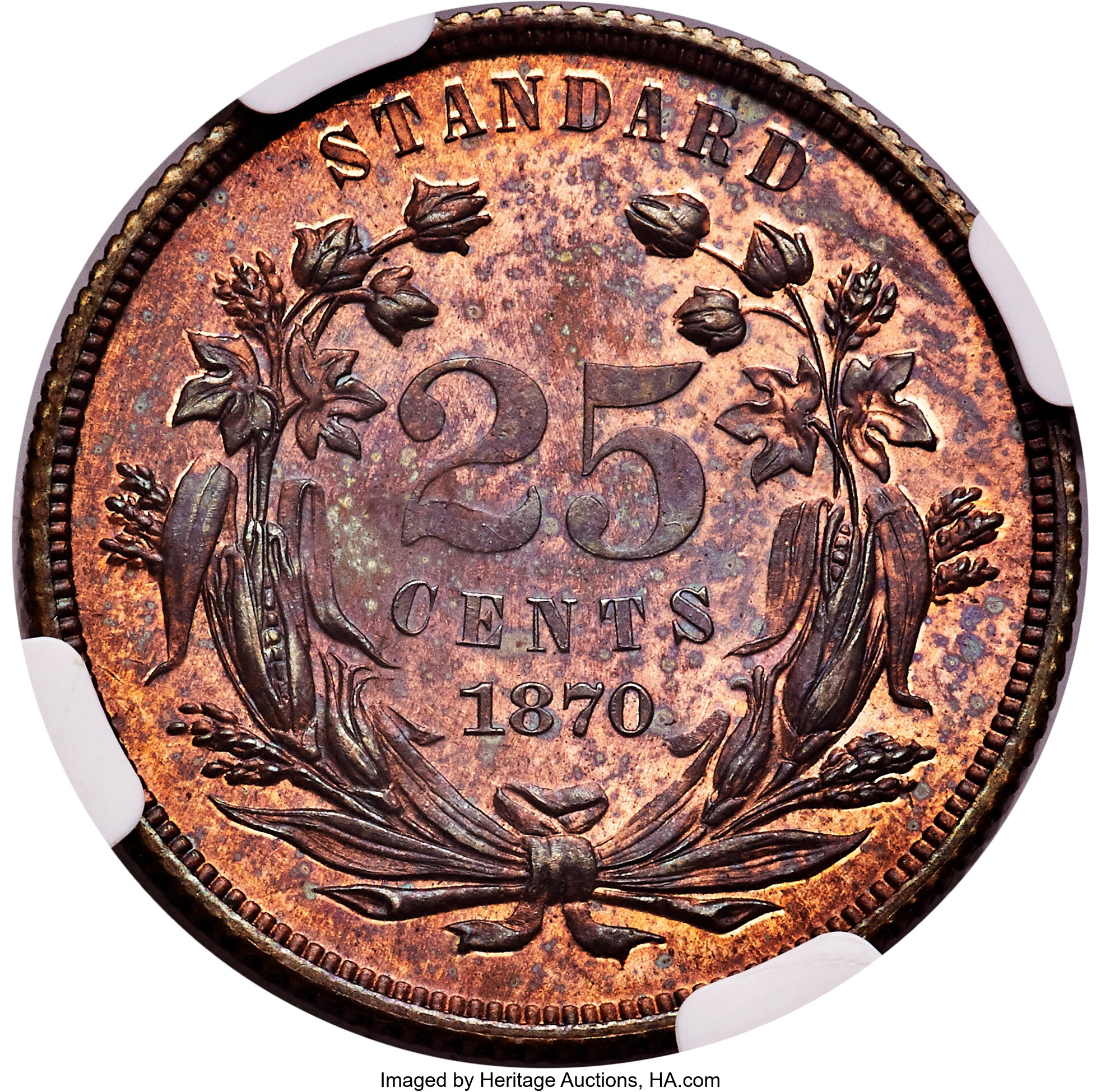 image for: 1870 25C Standard Silver Quarter Dollar, Judd-896, Pollock-1003, Low R.7, PR64 Brown NGC....
