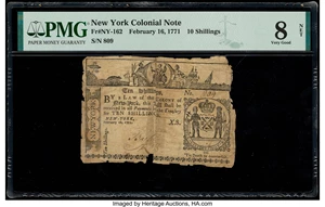 image for: New York February 16, 1771 10s PMG Very Good 8 Net....