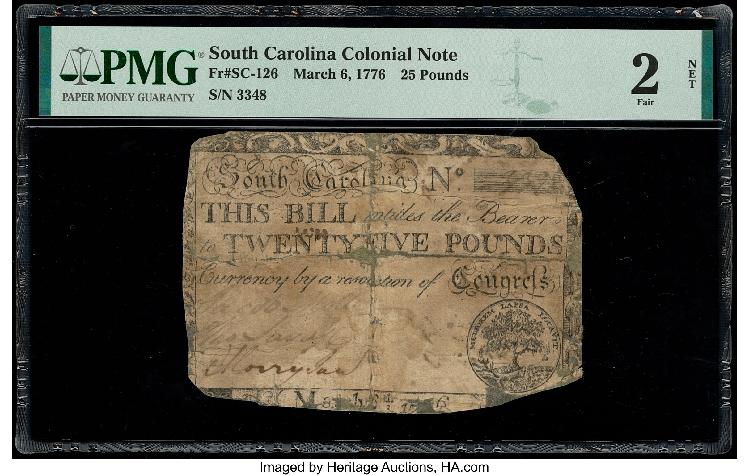 image for: South Carolina March 6, 1776 £25 PMG Fair 2 Net....