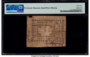 image for: South Carolina October 19, 1776 $10 PMG Choice Very Fine 35....
