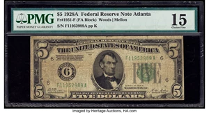 image for: Fr. 1951-F $5 1928A Federal Reserve Note. PMG Choice Fine 15....