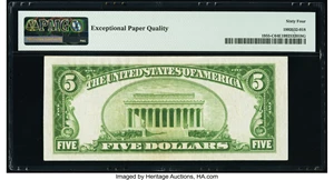 image for: Fr. 1955-C $5 1934 Federal Reserve Note. PMG Choice Uncirculated 64 EPQ....