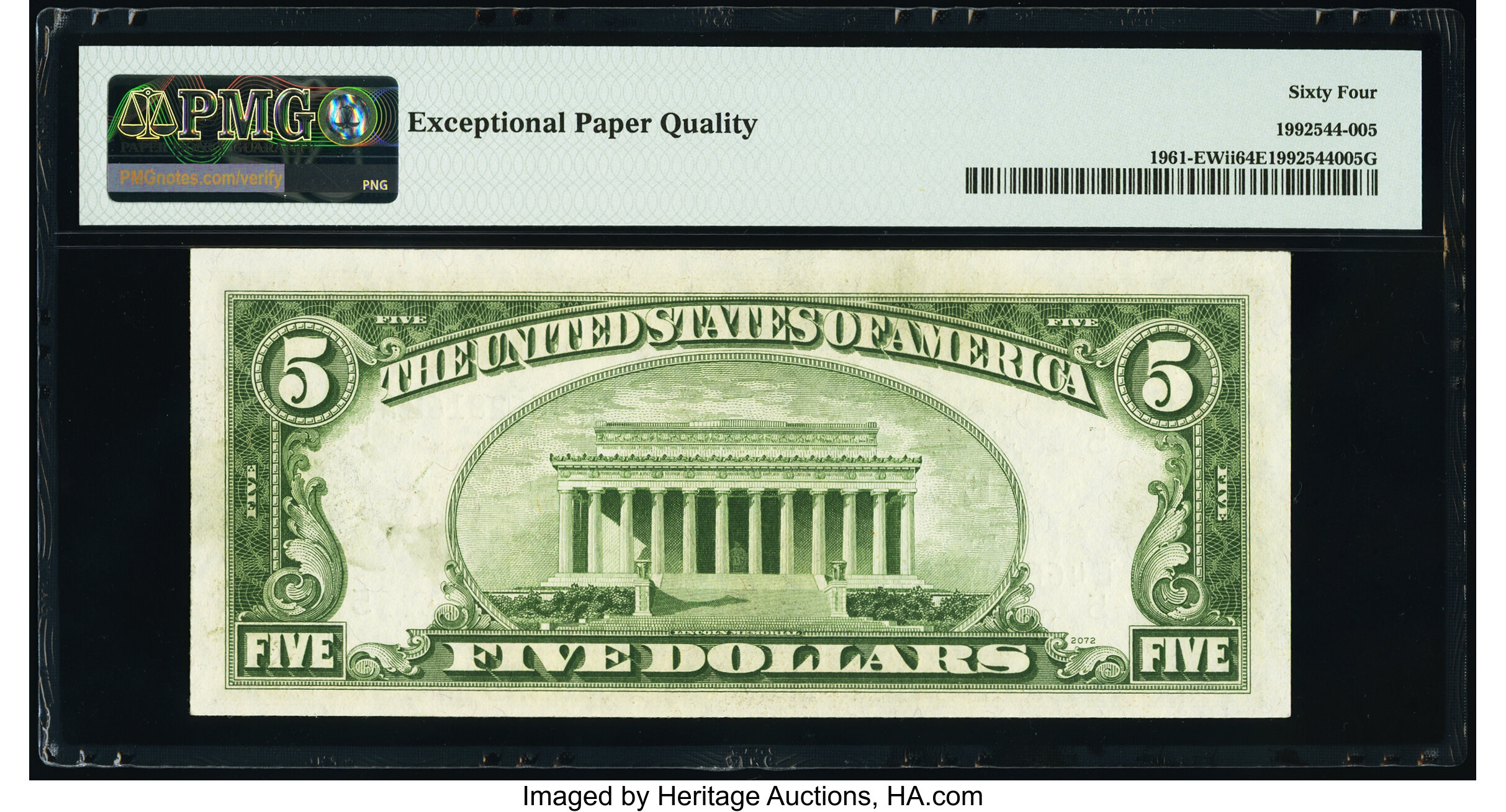 image for: Fr. 1961-E $5 1950 Wide II Federal Reserve Note. PMG Choice Uncirculated 64 EPQ....
