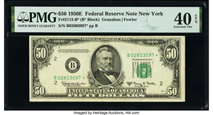 image for: Fr. 2112-B* $50 1950E Federal Reserve Star Note. PMG Extremely Fine 40 EPQ....