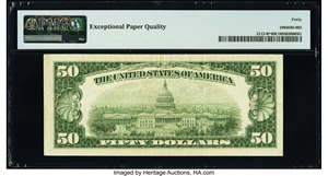image for: Fr. 2112-B* $50 1950E Federal Reserve Star Note. PMG Extremely Fine 40 EPQ....