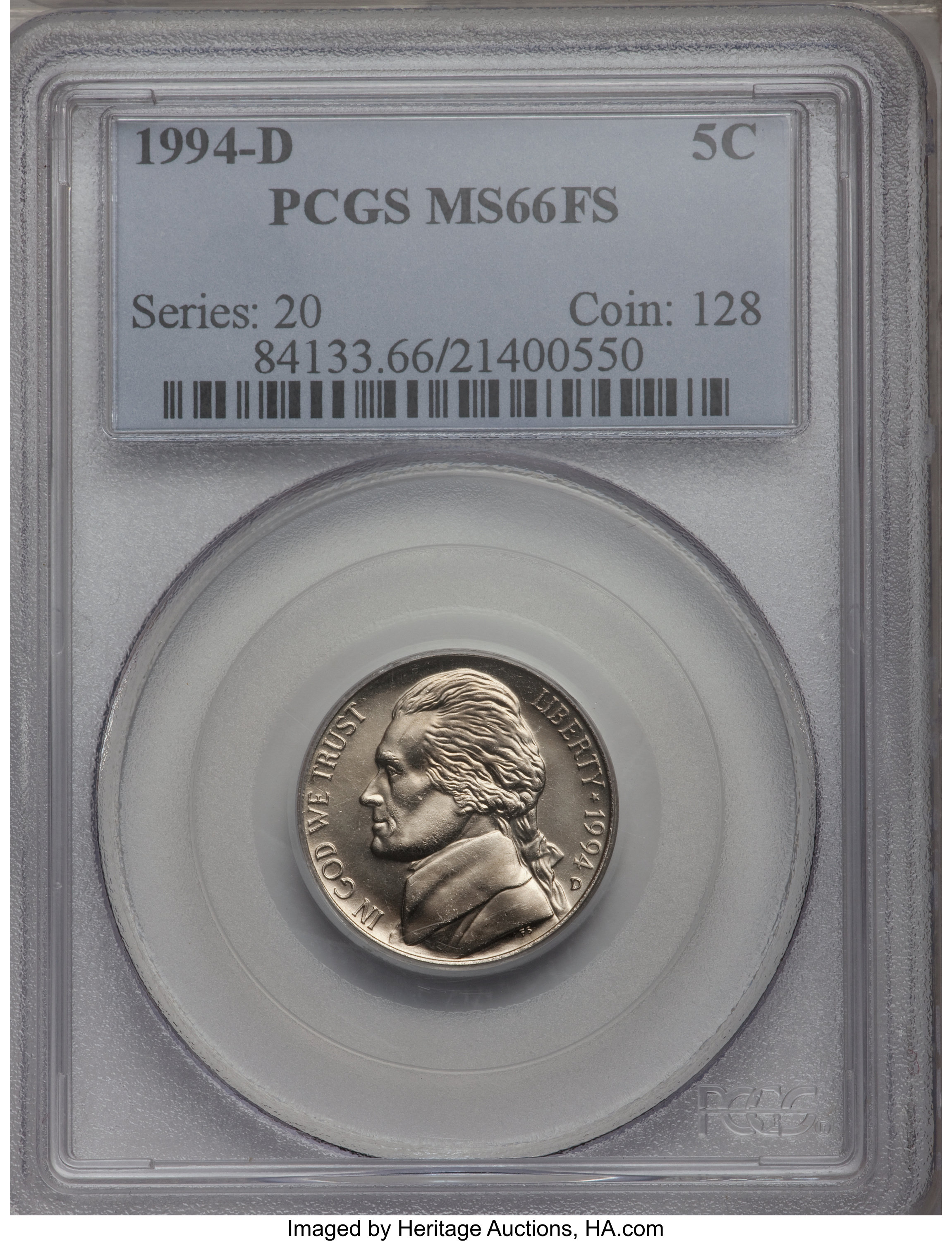 image for: 1994-D 5C MS66FS PCGS. PCGS Population (0/0). NGC Census: (0/0).  Numismedia Wsl. Price for problem free NGC/PCGS coin in M...