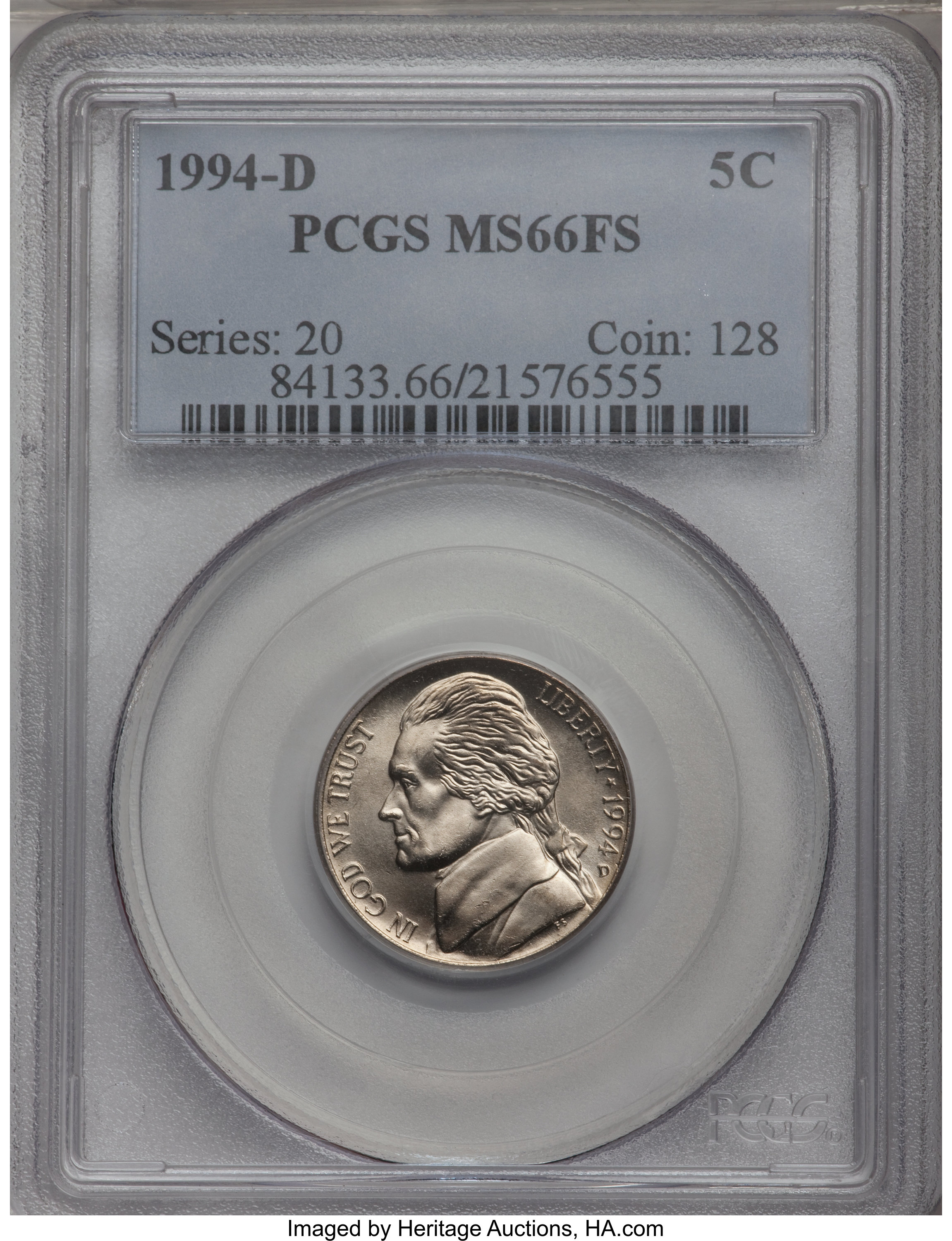 image for: 1994-D 5C MS66FS PCGS. PCGS Population (0/0). NGC Census: (0/0).  Numismedia Wsl. Price for problem free NGC/PCGS coin in M...