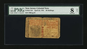 image for: New Jersey April 23, 1761 30s PMG Very Good 8 Net....