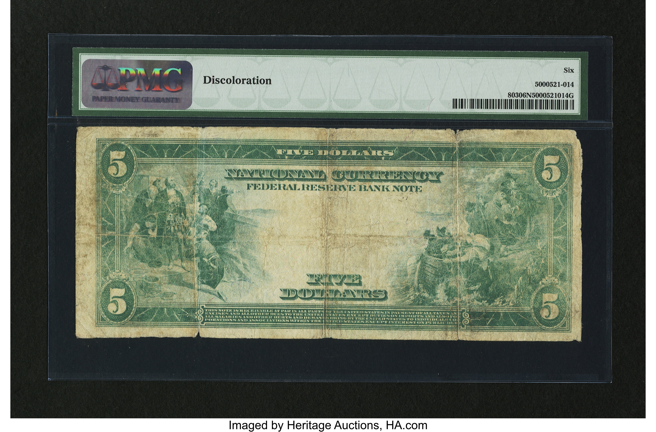 image for: Fr. 803 $5 1918 Federal Reserve Bank Note PMG Very Good 6 Net....