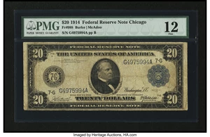 image for: Fr. 988 $20 1914 Federal Reserve Note PMG Fine 12....