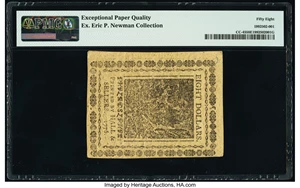 image for: Continental Currency July 22, 1776 $8 PMG Choice About Unc 58 EPQ....