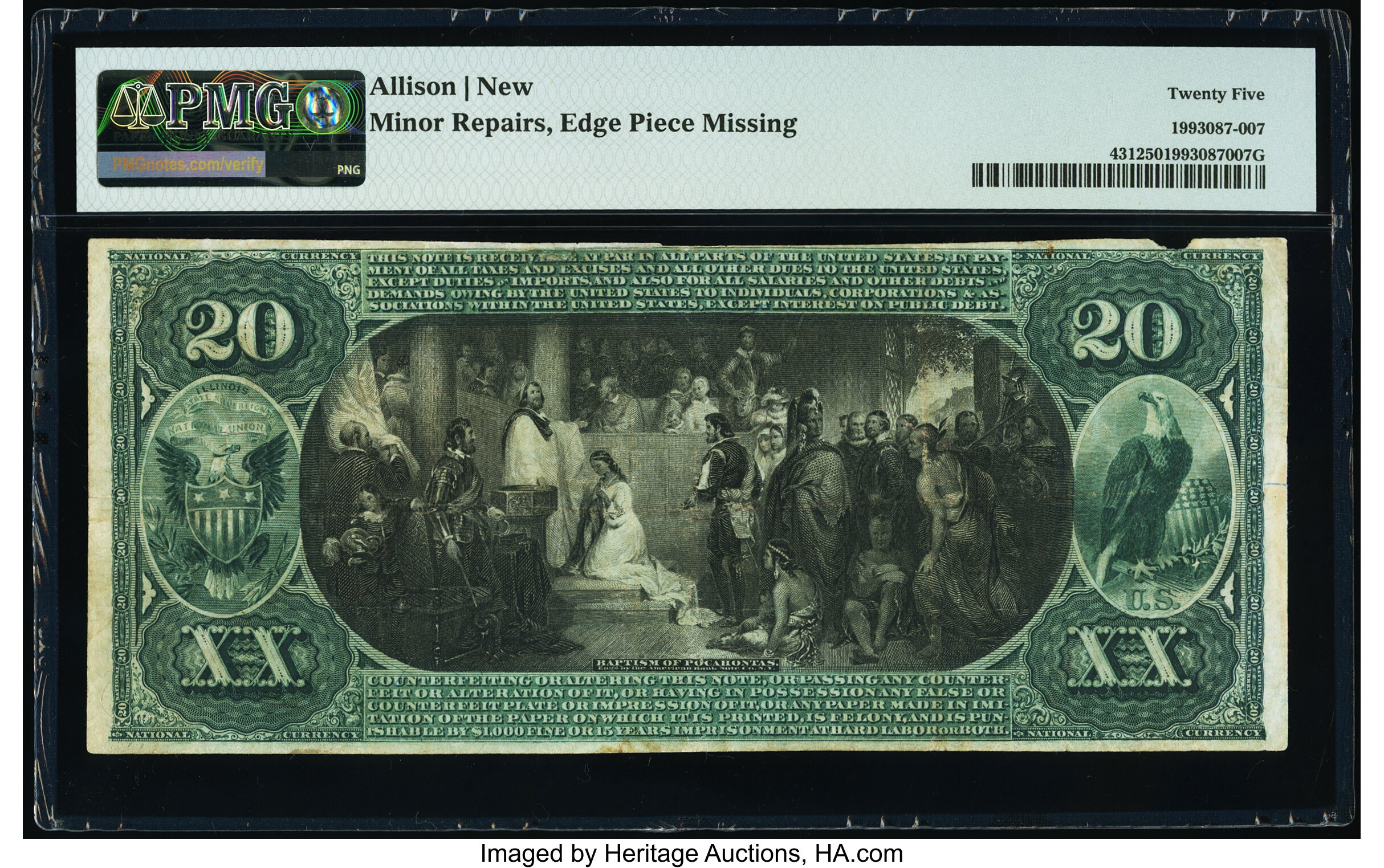 image for: Pekin, IL - $20 1875 Fr. 431 The Farmers National Bank Ch. # 2287 PMG Very Fine 25....
