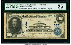 image for: Minneapolis, KS - $100 1902 Date Back Fr. 691 The Minneapolis National Bank Ch. # (W)3731 PMG Very Fine 25....