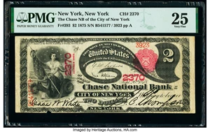 image for: New York, NY - $2 1875 Fr. 393 The Chase National Bank Ch. # 2370 PMG Very Fine 25....