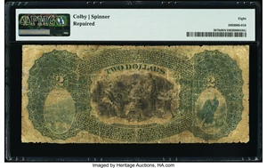 image for: Elyria, OH - $2 Original Fr. 387b The First National Bank Ch. # 438 PMG Very Good 8 Net....