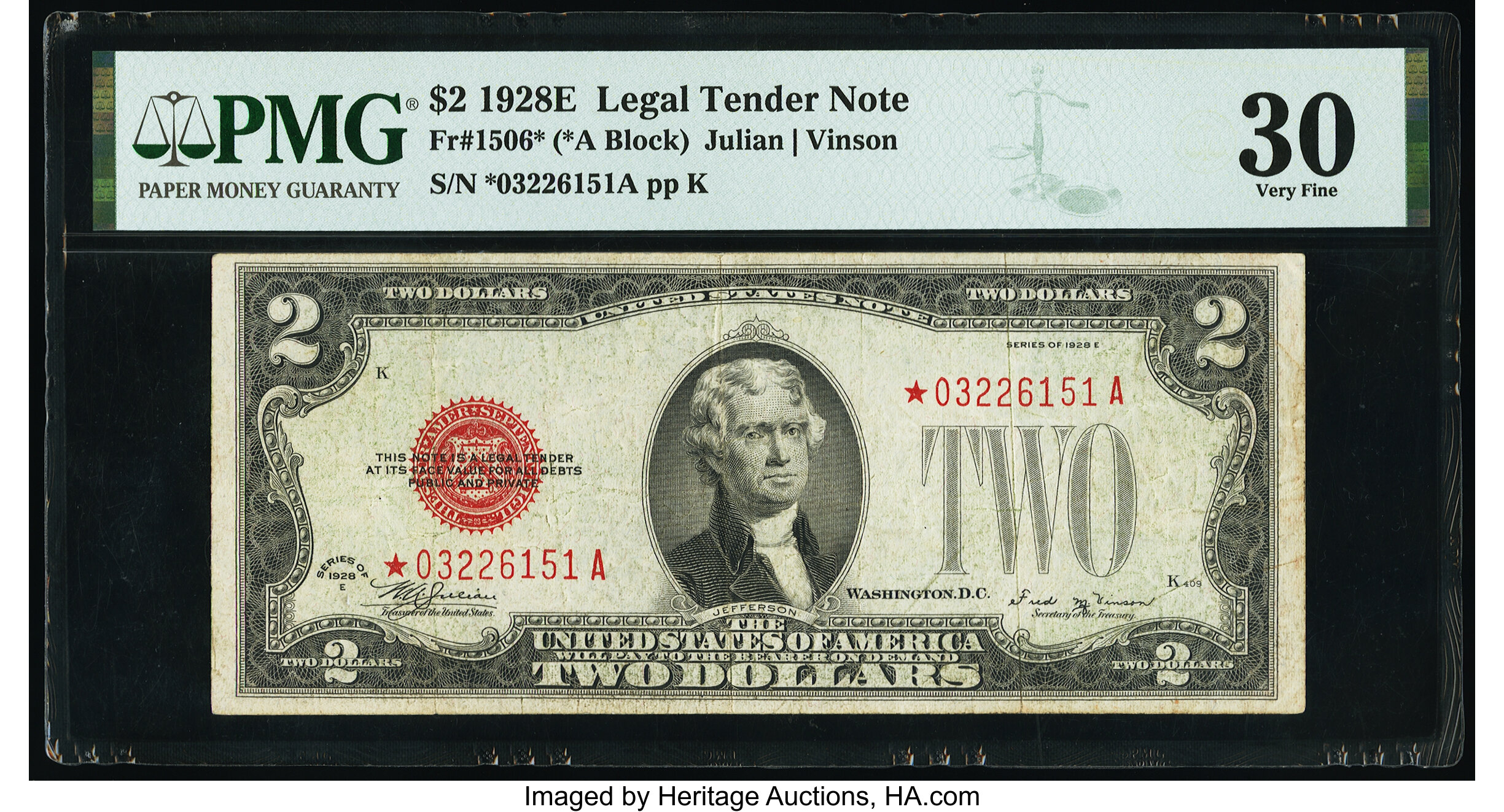 image for: Fr. 1506* $2 1928E Legal Tender Star Note. PMG Very Fine 30....