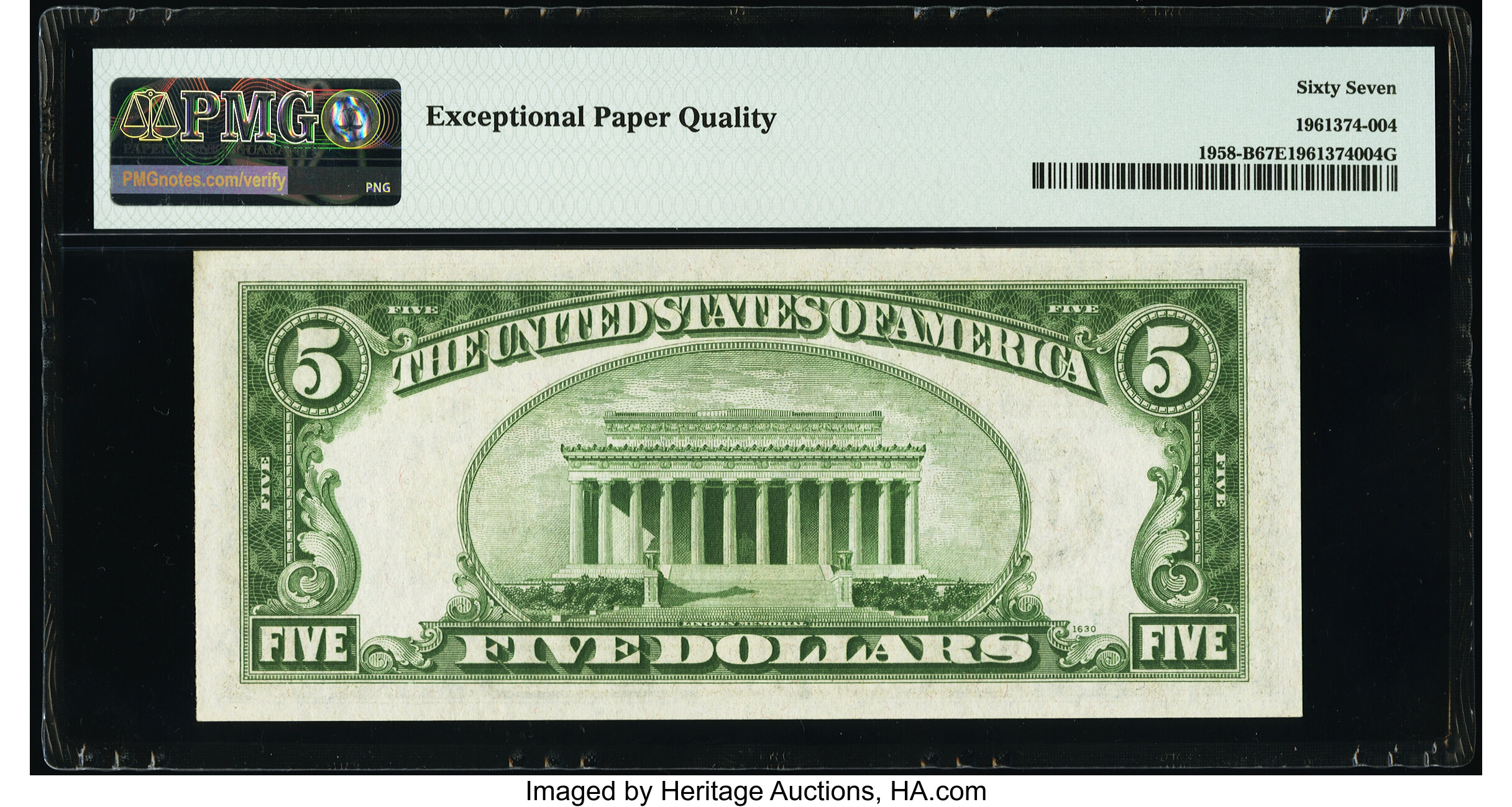image for: Fr. 1958-B $5 1934B Federal Reserve Note. PMG Superb Gem Unc 67 EPQ....