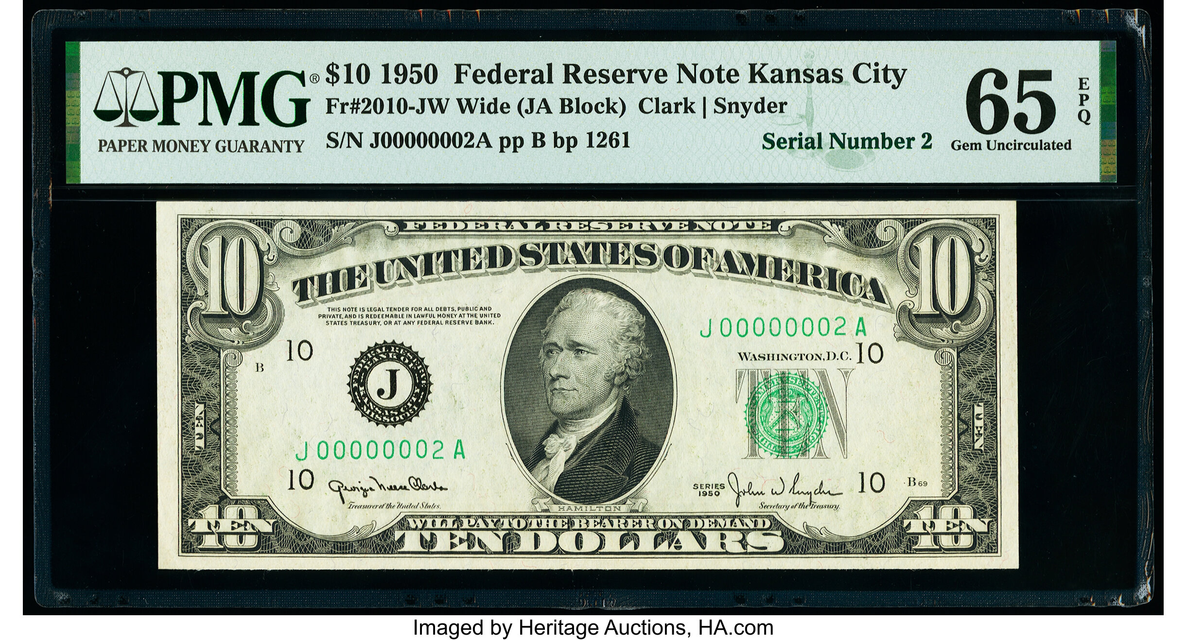 image for: Fr. 2010-J $10 1950 Wide Federal Reserve Note. PMG Gem Uncirculated 65 EPQ....