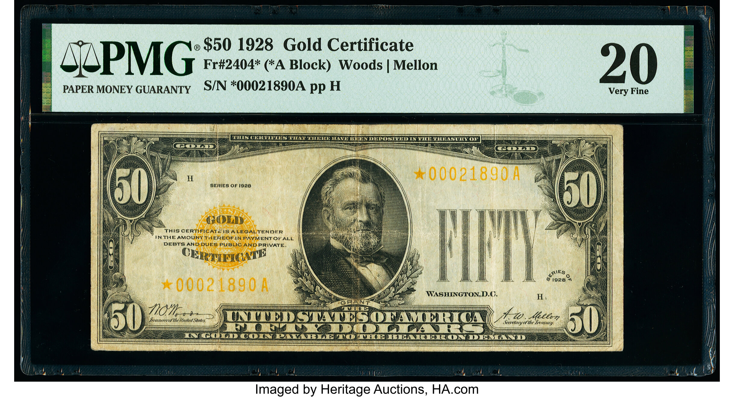 image for: Fr. 2404* $50 1928 Gold Certificate Star. PMG Very Fine 20....