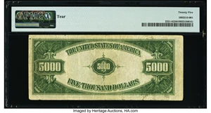 image for: Fr. 2221-H $5,000 1934 Federal Reserve Note. PMG Very Fine 25....