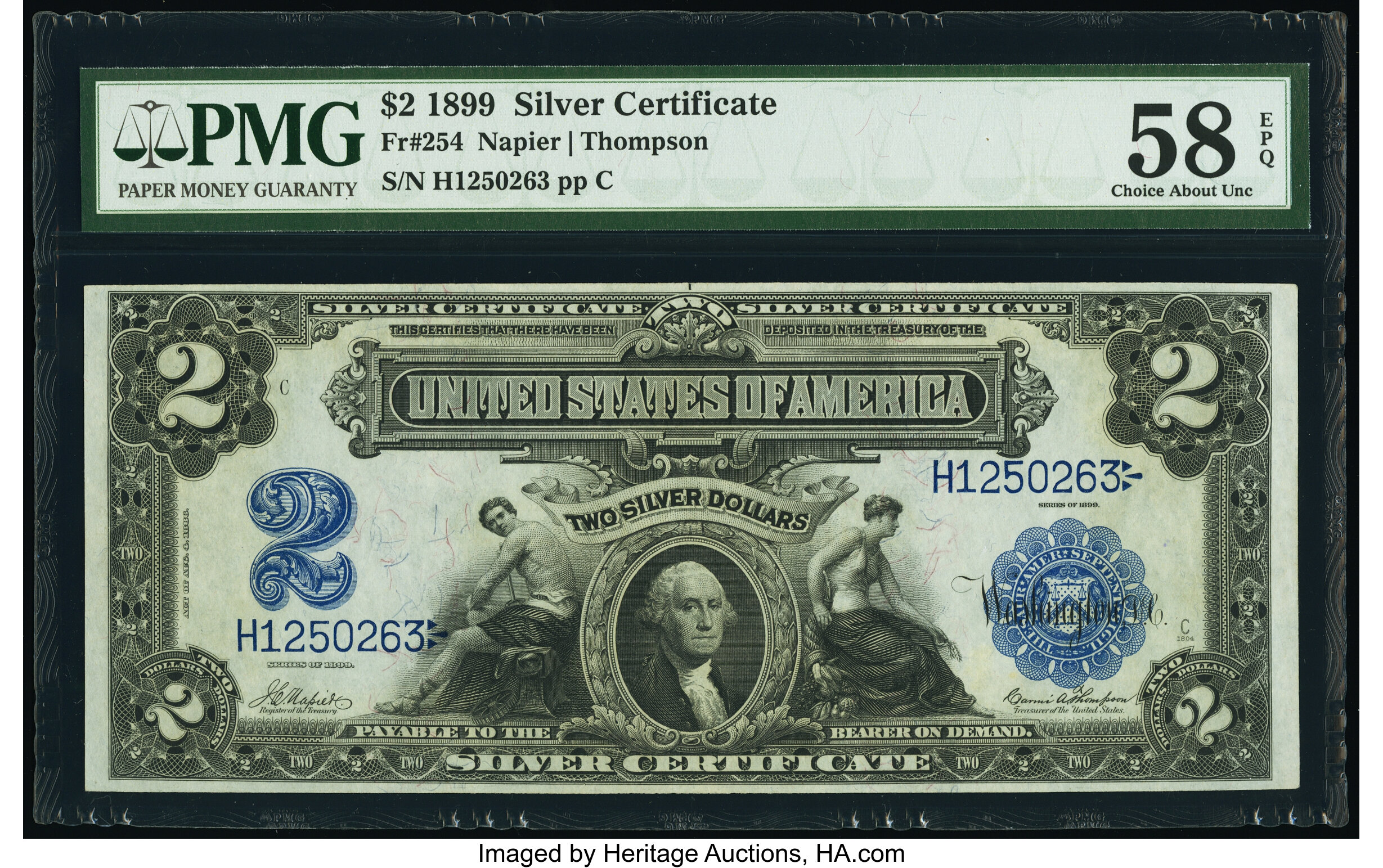 Fr. 254 $2 1899 Silver Certificate PMG Choice About Unc 58 EPQ. ...