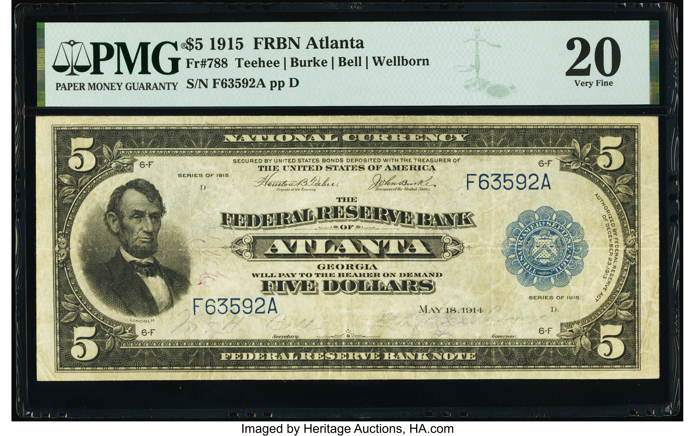 image for: Fr. 788 $5 1915 Federal Reserve Bank Note PMG Very Fine 20....