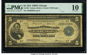 image for: Fr. 795 $5 1918 Federal Reserve Bank Note PMG Very Good 10....