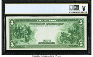 image for: Fr. 807 $5 1918 Federal Reserve Bank Note PCGS Banknote About Unc 50 PPQ....