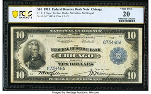 image for: Fr. 813 $10 1915 Federal Reserve Bank Note PCGS Banknote Very Fine 20....