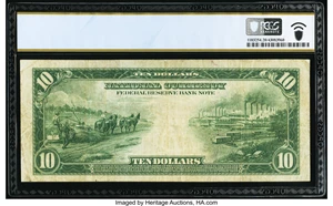 image for: Fr. 813 $10 1915 Federal Reserve Bank Note PCGS Banknote Very Fine 20....