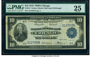 image for: Fr. 814 $10 1918 Federal Reserve Bank Note PMG Very Fine 25....