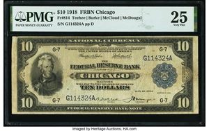 image for: Fr. 814 $10 1918 Federal Reserve Bank Note PMG Very Fine 25....