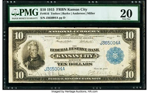 image for: Fr. 816 $10 1915 Federal Reserve Bank Note PMG Very Fine 20....