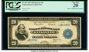 image for: Fr. 827 $20 1915 Federal Reserve Bank Note PCGS Very Fine 20....