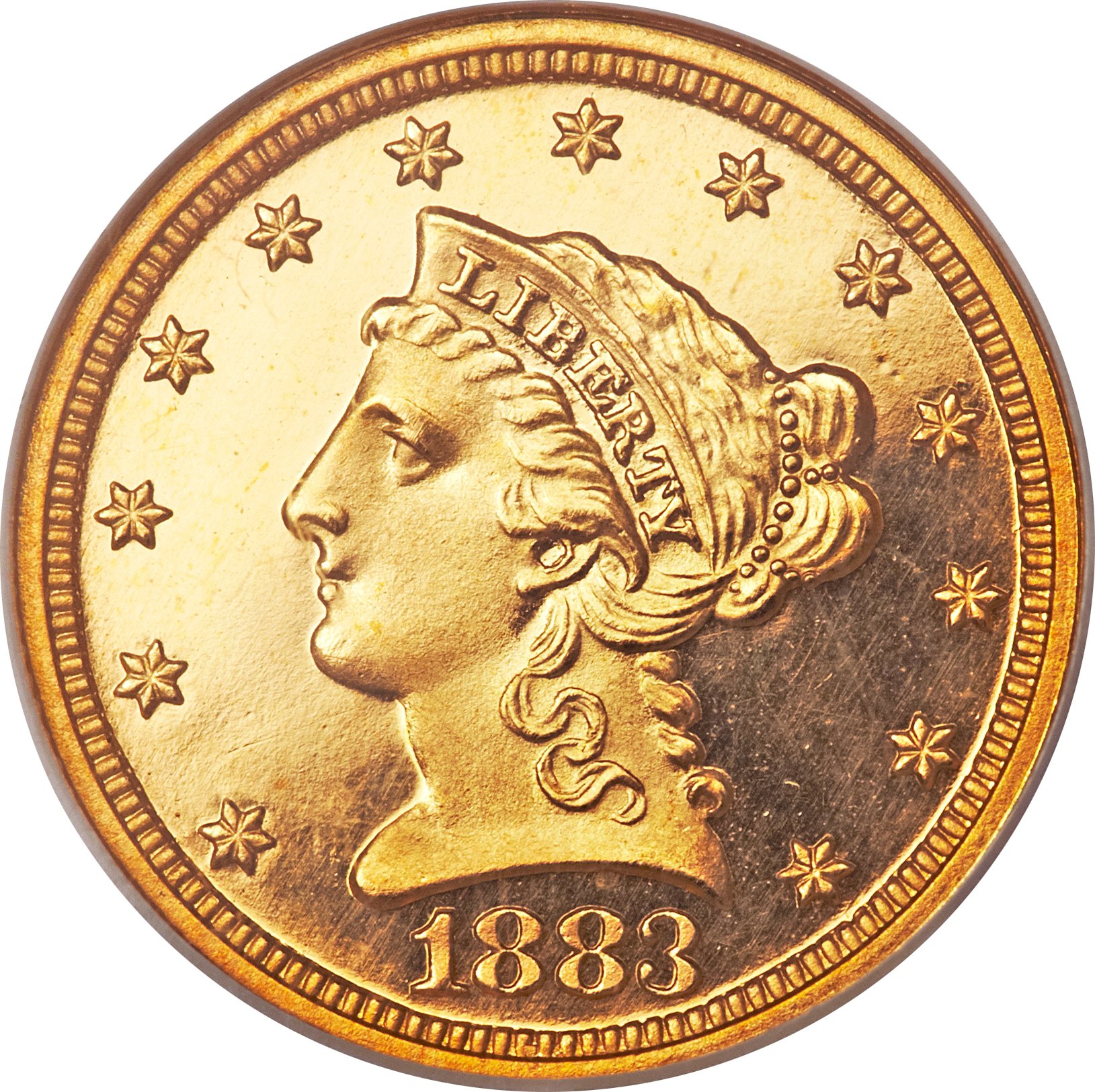 image for: 1883 $2 1/2 PR66 Cameo NGC. CAC....