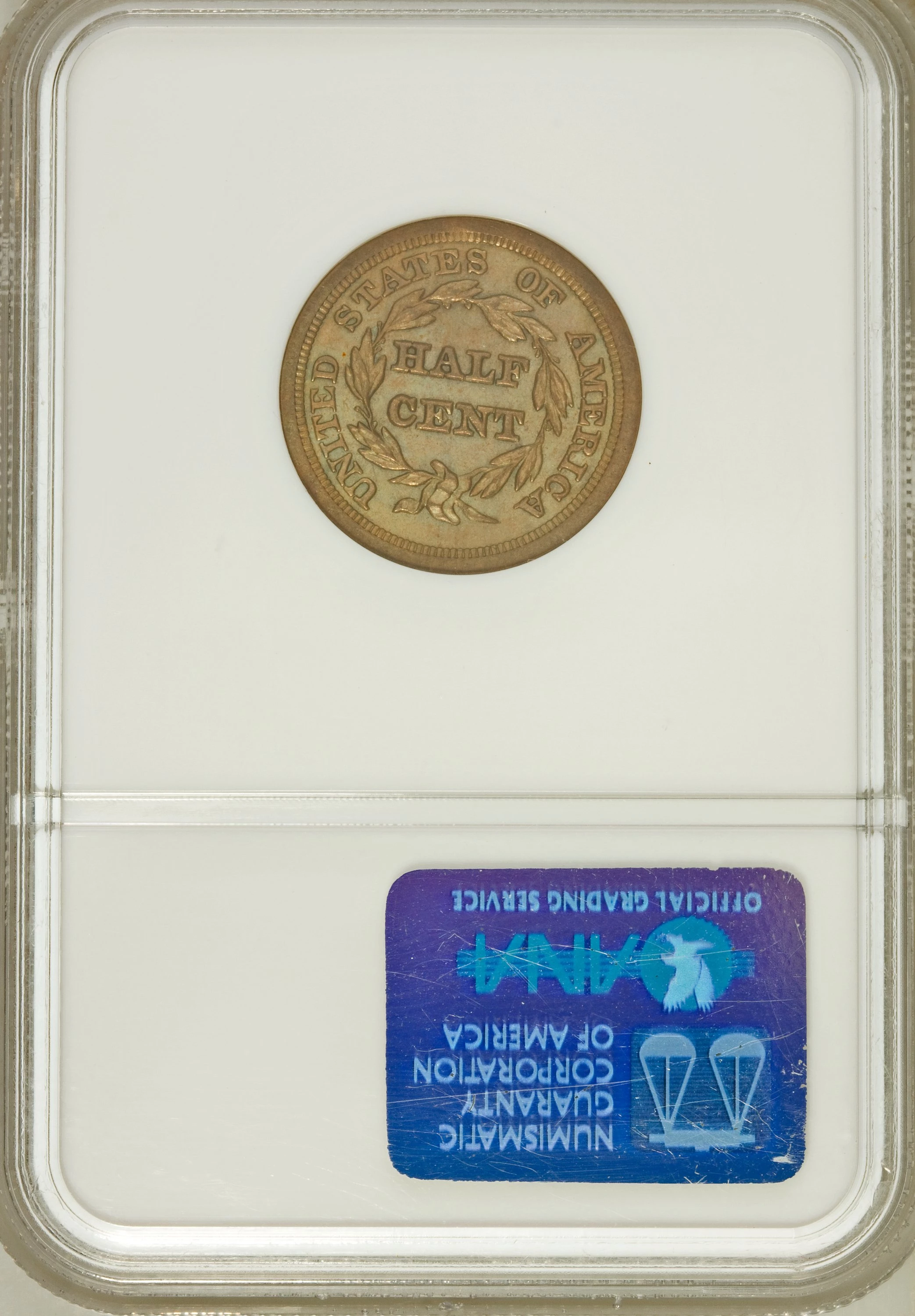1853 Braided Hair Half Cent. C-1, the only known dies. Rarity-1. MS-66 BN  (PCGS).