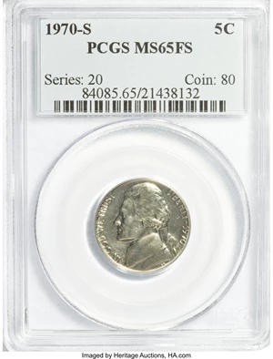 image for: 1970-S 5C MS65 Full Steps PCGS. PCGS Population (17/2). NGC Census: (0/1). (#84085)...