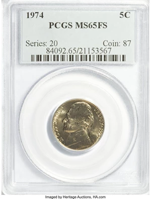 image for: 1974 5C MS65 Full Steps PCGS. PCGS Population (36/12). NGC Census: (1/3). (#84092)...