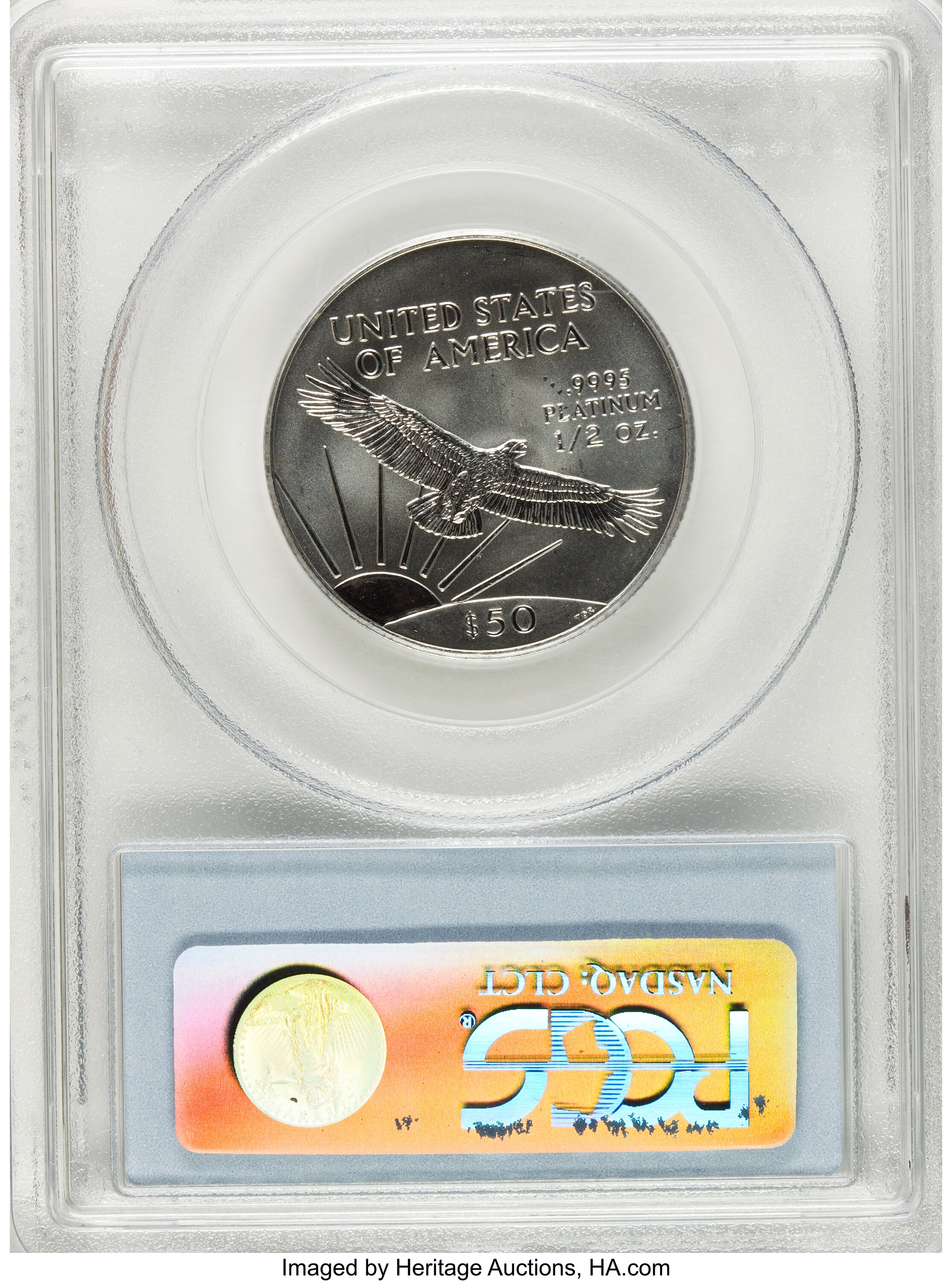image for: 2000 P$50 Half-Ounce Platinum Eagle MS69 PCGS. PCGS Population (947/0). NGC Census: (1030/12). Mintage: 18,892. Numismedia ...